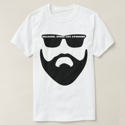 T_Shirt S M L XL Bearded Inked Awesome