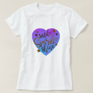 T-Shirt S M L XL Blue Heart Smile Sparkle Shine