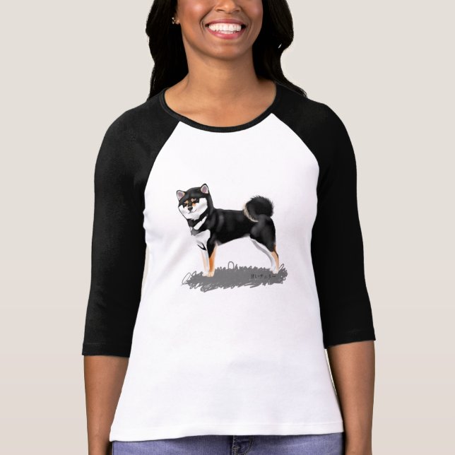 T-shirt shiba inu black&tan (Front)