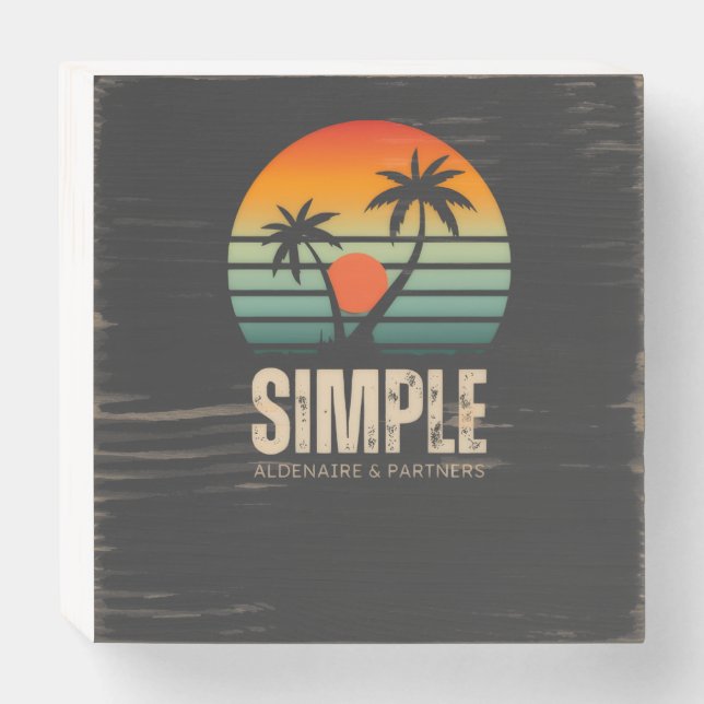 T-shirt Simple Sunset - Tropical vibes design Wooden Box Sign (Front Horizontal)