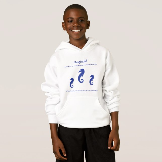 T-shirt - Three Sea Horses with Name Hoodie (Front Full)