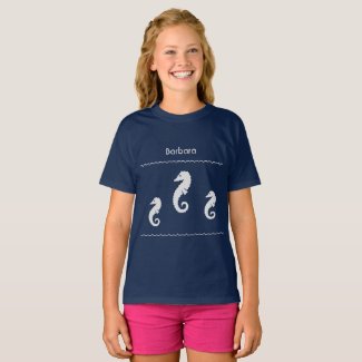 T-shirt - Three Sea Horses with Name Light on Dark