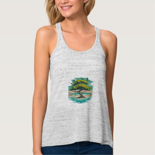 T_shirt tree beach design  tank top
