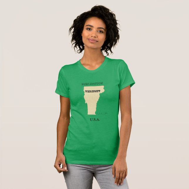 T-shirt - Vermont Map with City (Front Full)