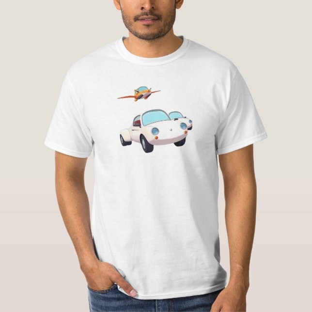 T-Shirt - White cars with a beautiful plane on top (Front)