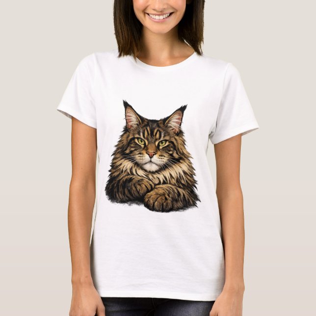T-shirt with a Maine Coon cat (Front)
