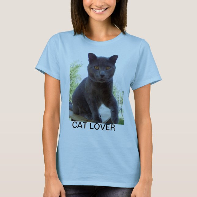 T-shirt with CAT LOVER on the front. (Front)