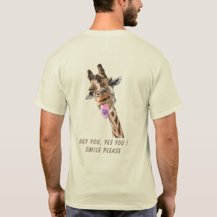T-Shirt with Catchy Text and Giraffe