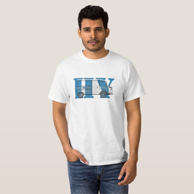 T-shirt with Citroën HY bus blue text (Front Full)