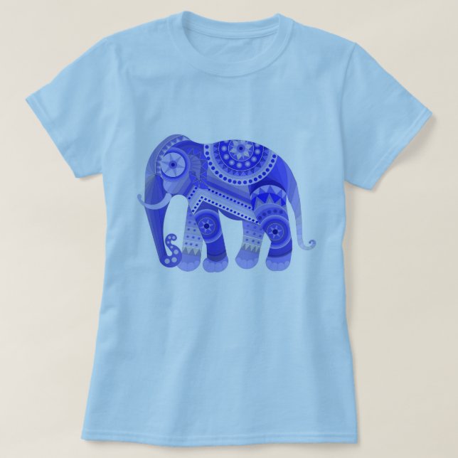 T SHIRT WITH COOL BLUE ELEPHANT (Design Front)