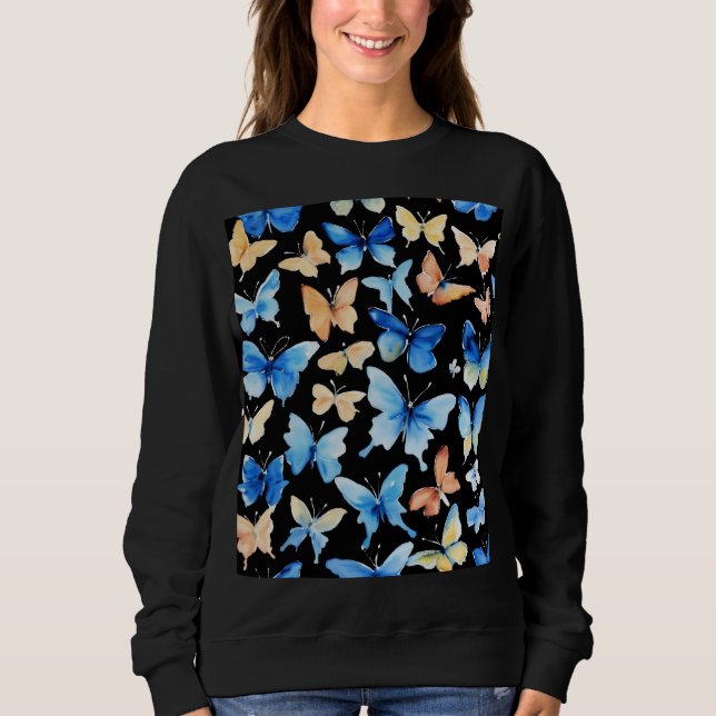 t-shirt with delicate gold foil butterflies sweatshirt (Front)