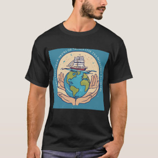 T-Shirt with Earth in Hands Design - Support