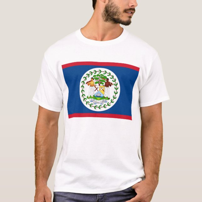 T Shirt with Flag of Belize (Front)