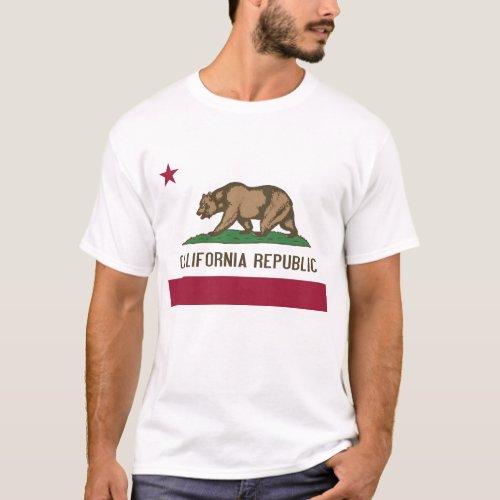 T Shirt with Flag of California State USA