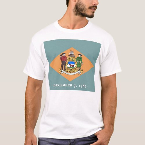 T Shirt with Flag of Delaware State USA