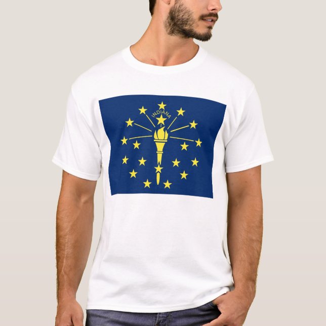 T Shirt with Flag of Indiana State USA (Front)