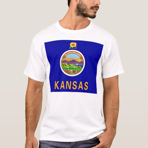 T Shirt with Flag of Kansas State USA