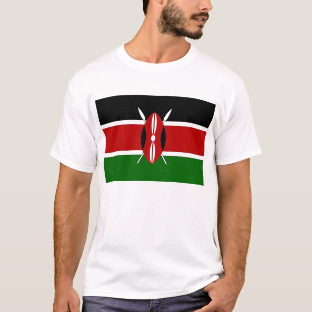 T Shirt with Flag of Kenya (Front)