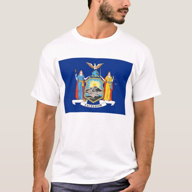 T Shirt with Flag of New York State USA (Front)