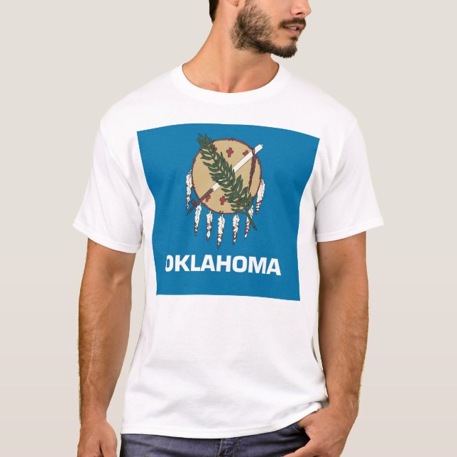 T Shirt with Flag of Oklahoma State USA (Front)