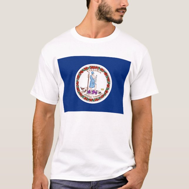 T Shirt with Flag of Virginia State USA (Front)
