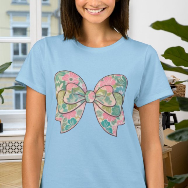 T-Shirt with Floral Bow - Boho Chic Style, Casual  (Creator Uploaded)