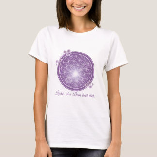 T-Shirt with Flower of Life & Petals, Purple, Flow