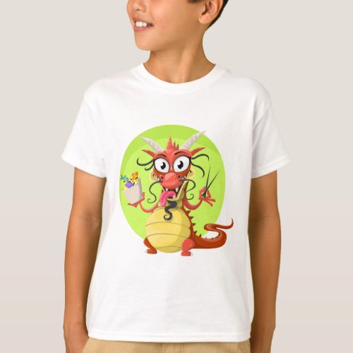 T_Shirt with gluttonous dragon Maglietta bambino