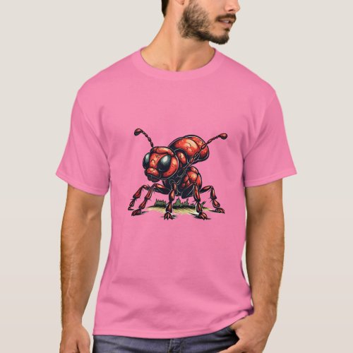 T_Shirt with Red Ant Character Vector