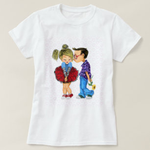 T-Shirt with Romantic Couple - Love - Kiss