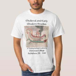 t-shirt with ship from medieval manuscript lg font
