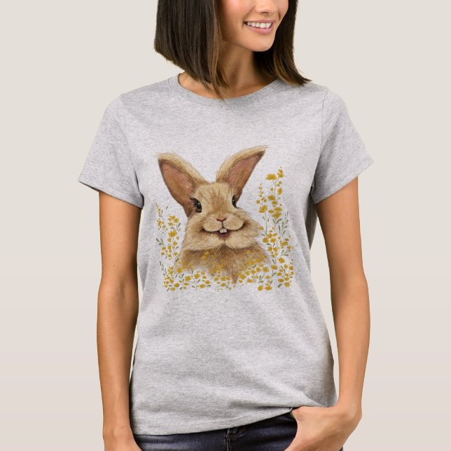 T-shirt with the print Happy Bunny in Golden Tone (Front)