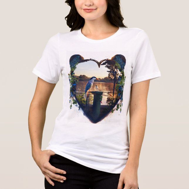T-Shirt Women's Tri-blend Bird heart shape print Tri-Blend Shirt (Front)