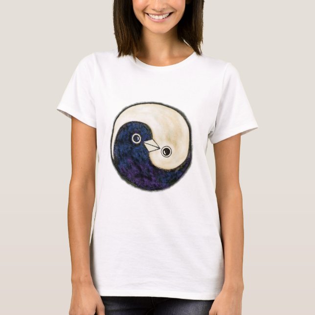 T shirt Yin Yang design with doves (Front)