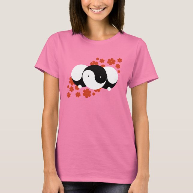 T-shirt Yin-Yang Girl flowers (Front)