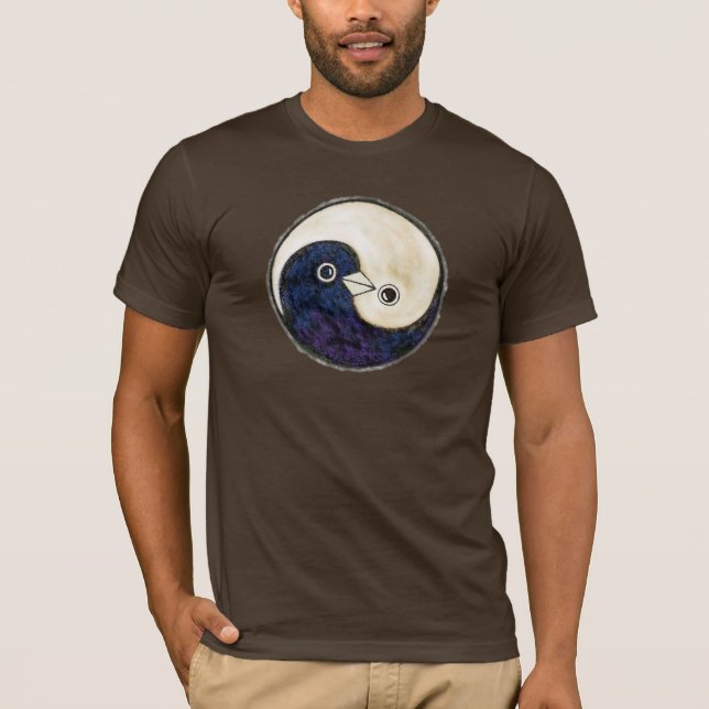 T shirt Yin Yang peace and harmony doves (Front)