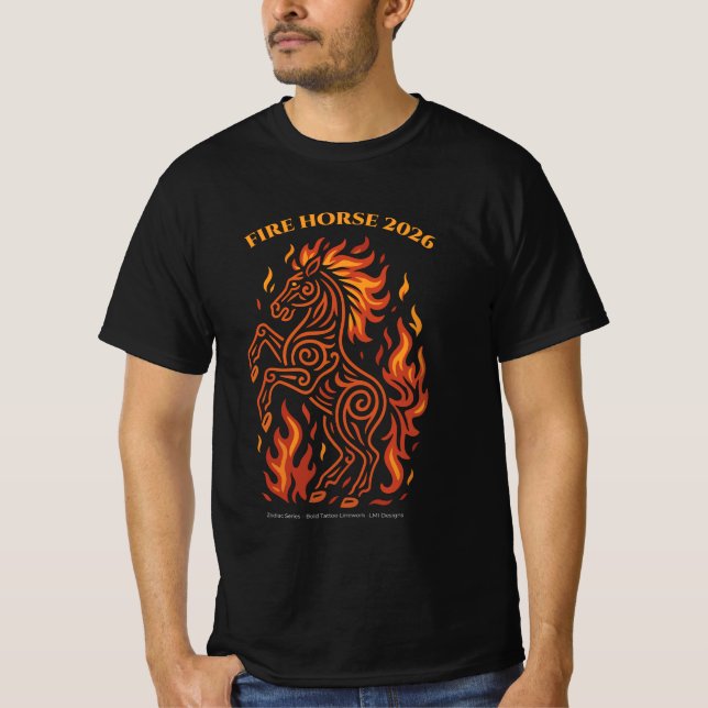 T-ShirtFire Horse 2026 – Zodiac Tattoo Art T-Shirt (Front)