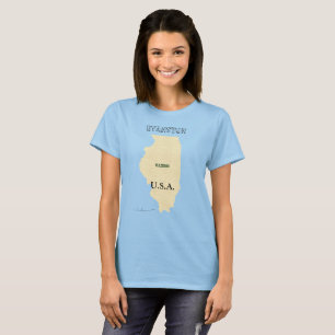 T-shirts - Illinois Map with City Name