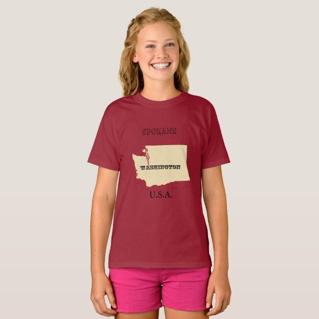 T-shirts - Washington Map with City Name (Front Full)