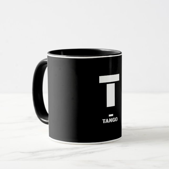 T(Tango) NATO Phonetic Alphabet and Morse Code Mug (Front Left)
