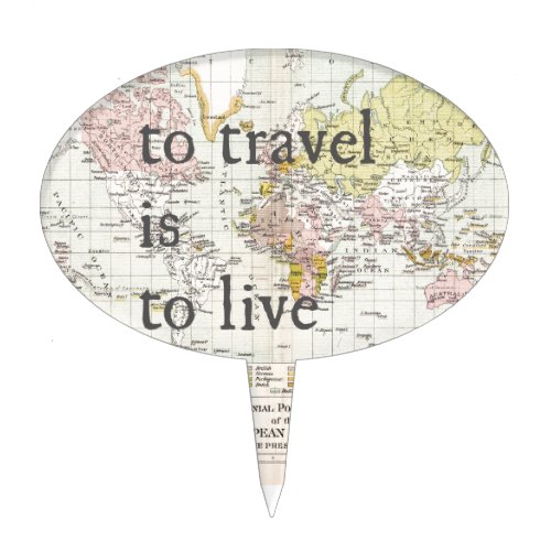 T Travel is To Live Cake Topper