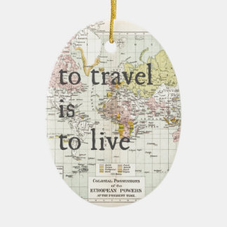 T Travel is To Live Ceramic Ornament