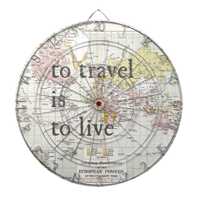 T Travel is To Live Dartboard With Darts (Front)