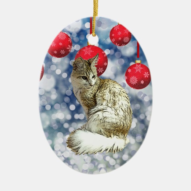 TA - Angora Cat Ceramic Ornament (Front)