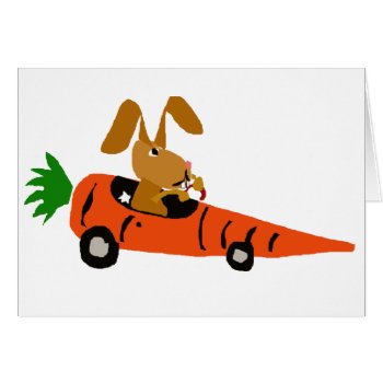 Ta- Funny Bunny Rabbit Driving Carrot Car Cartoon by tickleyourfunnybone at Zazzle