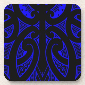 Ta Moko Traditional Maori Tattoo Design Koru Shape Beverage Coaster by MarkStorm at Zazzle