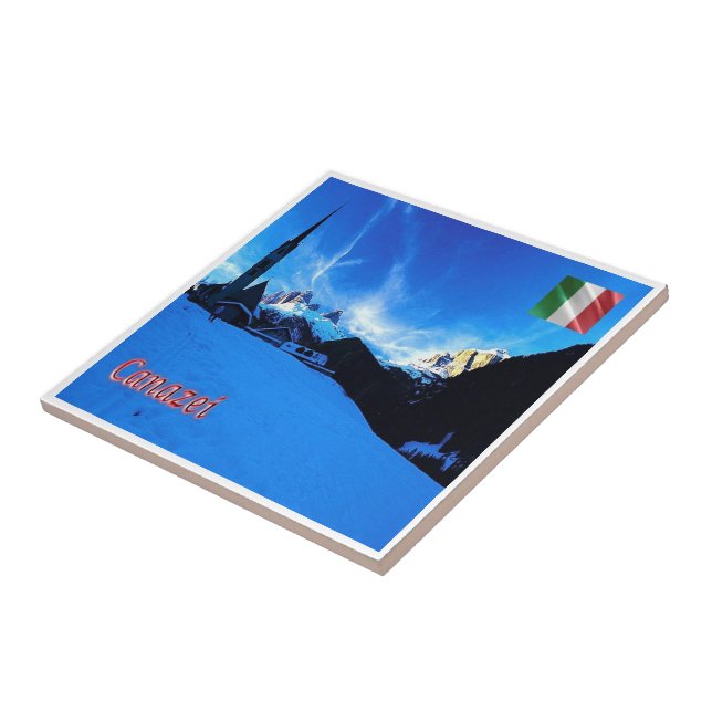 TAA057 CANAZEI WINTER  Panorama, Italy, Ceramic Tile (Side)