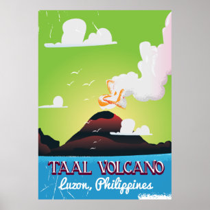 Taal Volcano Volcano Philipp vintage travel poster