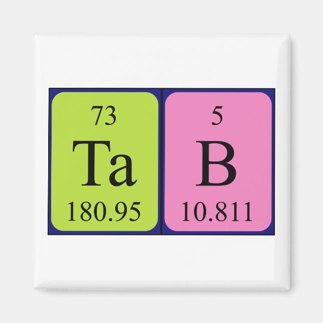 Tab periodic table name magnet (Front)