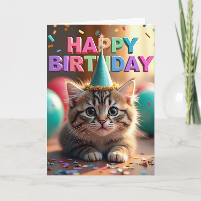 Tabby Birthday Party Card (Front)